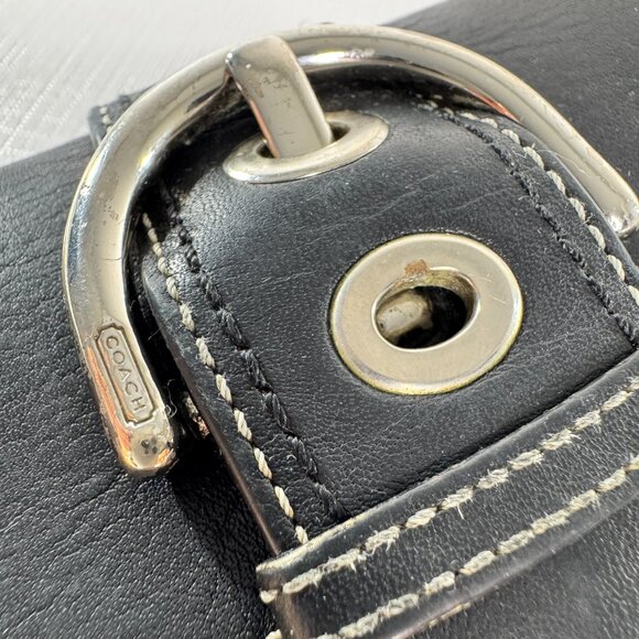 Coach Soho Buckle Black Leather Trifold Wallet - Picture 11 of 15